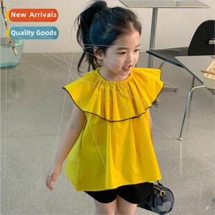 Korean childrens shirts summer new girls children ruffle col