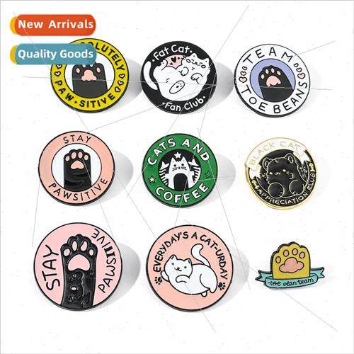 Cute Cat Fat Cat Brooch Cartoon Cat Paw Toe oean team enamel