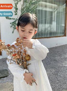 Korean childrens dress 2023 spring and fall girls lace dress