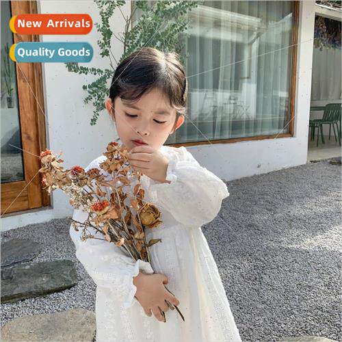 Korean childrens dress 2023 spring and fall girls lace dress