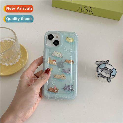 Cute Swimming Puppy iPhone 13 Niche 12ProMax Case 11 适用 Ap