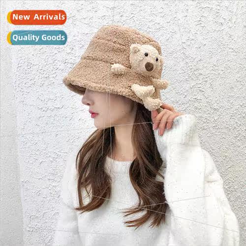 Autumn and winter hat female Korean teddy plush bear fisherm