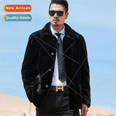 2021 new mink coat coat mens whole mink buttons lapel Danish
