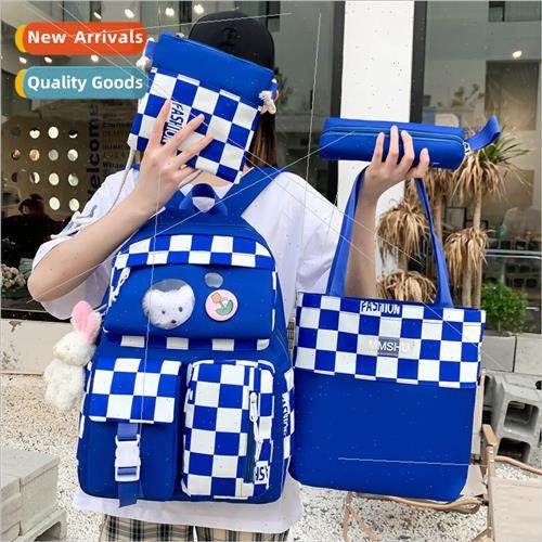 New plaid multi-piece set of 适用eign- large-capacity school