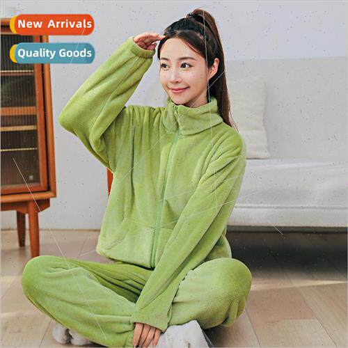 2023 new panda velvet homewear suit padded thickened coral v