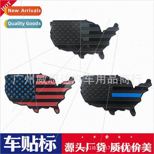 USA Map  Flag Car Stickers 7x4 Metal Aluminum Stickers 3D 3D