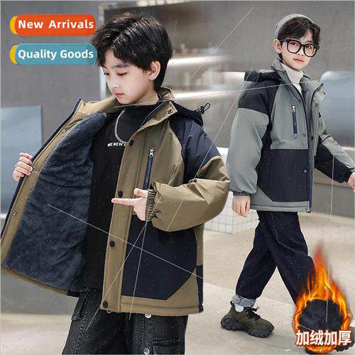 Boys winter thickened cotton jacket 2023 new middle and larg