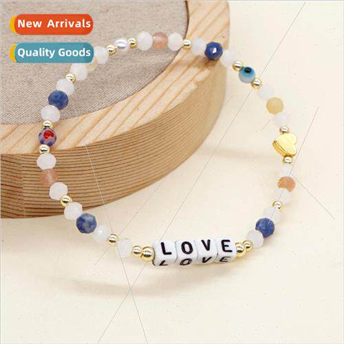 New semi-precious stones soft ceramic gold beads acrylic lov