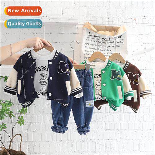 Childrens fall three-piece suit boys letters stapled long-sl