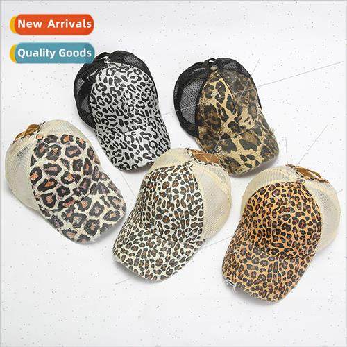 New leopard cross ponytail baseball cap fashion sunshade net