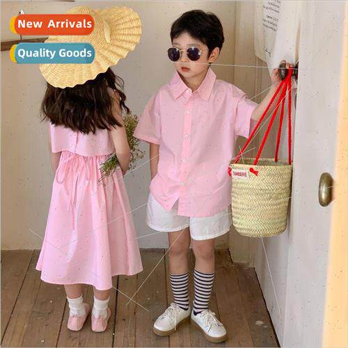 Childrens dress 2023 summer new Korean boys and girls shirt