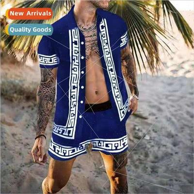 2023 Mens Shorts Casual Loose Beach Suit Short Sleeve Shirt