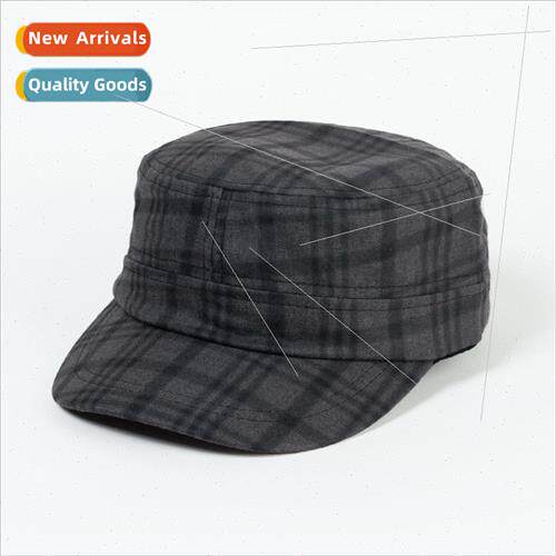 Hat Mens Outdoor Casual Flat Top Hat Hat Women Plaid Summer