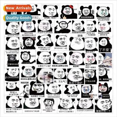 60 cartoon cute black and white panda head expression sticke