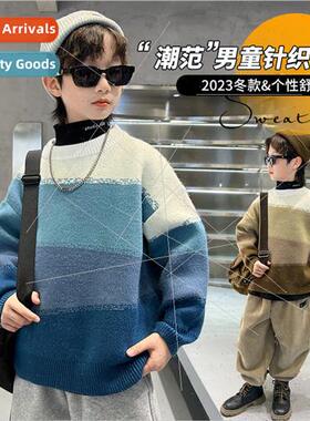 Boys half turtleneck sweater fall and winter 2023 new childr