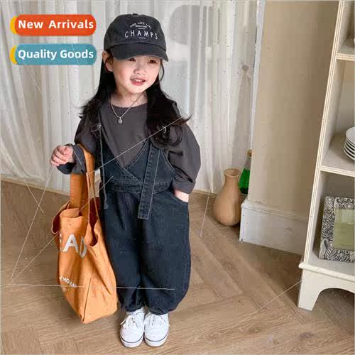 Korean 适用eign childrens denim back pants 2023 fall boys an