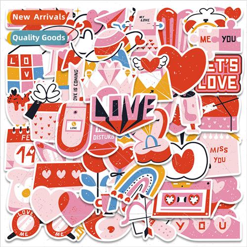 50 pcs Valentines Day Love LOVE Doodle Stickers Laptop Troll