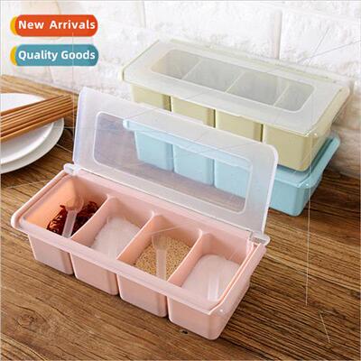 Kitchen supplies three compartments spice box plain flip lid