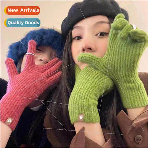 Autumn and winter Korea long section can touch screen woolen