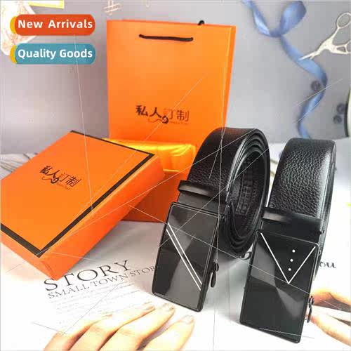Mens summer wrapped edge automatic buckle boxed mens belt bu