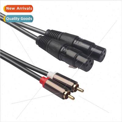 Copper wire gold-plated head 2RCA male to dual ca XLR female