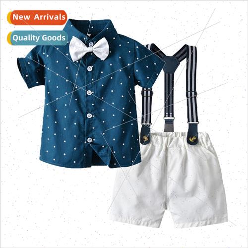 Childrens boys printed short-sleeved childrens shirts backpa