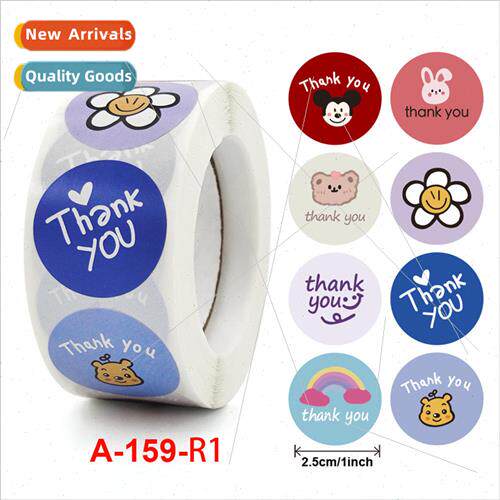 Round Floral Thank You Stickers Colorful Cute Animal Seal St