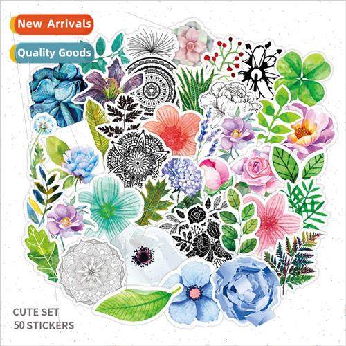 50 -repeating plant flower stickers waterproof luggage lapto