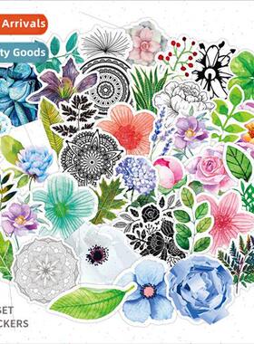 50 -repeating plant flower stickers waterproof luggage lapto