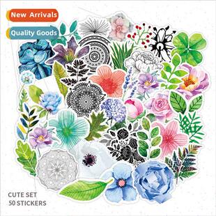50 -repeating plant flower stickers waterproof luggage lapto