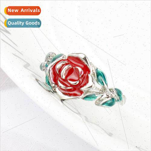 Beauty and the Beast Rose Boutique Ring Green Leaf Flower Ri