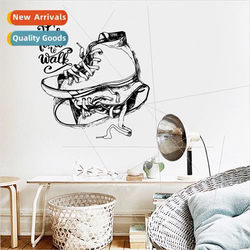 JM8387 creative personality black shoes wall decals living r