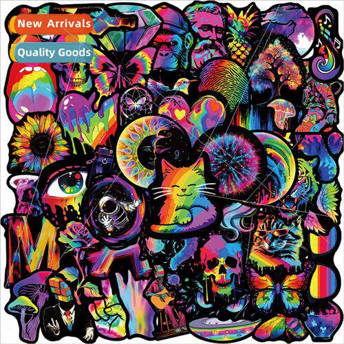 50 cartoon black edge rainbow graffiti stickers personalized