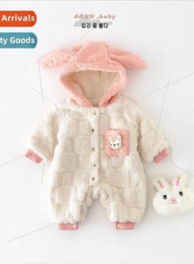 Baby winter clothes out girls super cute bunny sweater padde