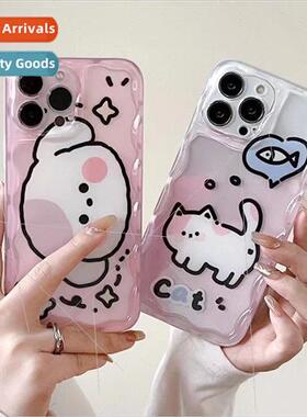 Teenage girl cute pink cat 适用 iPhone12 wave edge 13Promax