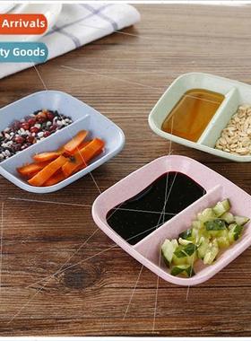 Small vegetable plate double compartment seasoning wheat str