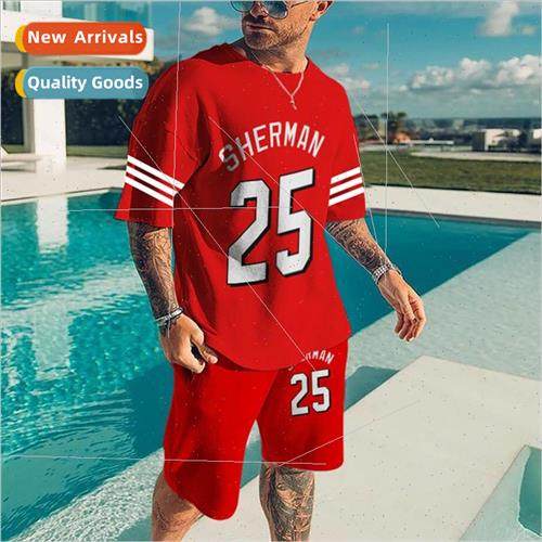 Summer 3D T-shirt Shorts Set Digital Printing Short Sleeve S