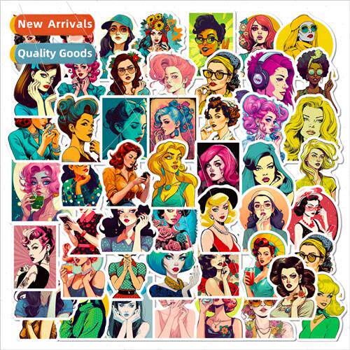 50 Fashion Girl Stickers New Personalized Pop Vintage Pretty