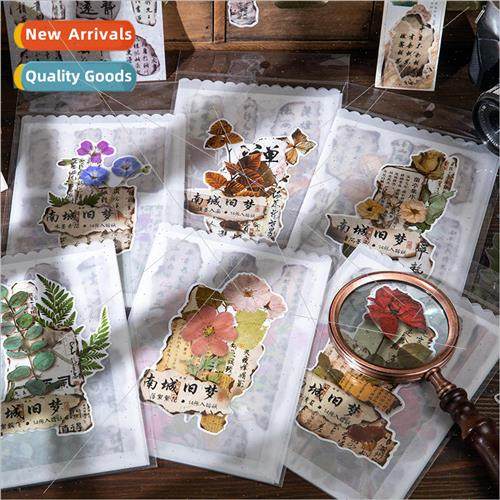 Multi-material stickers  City Old Dreams Series Retro Plants