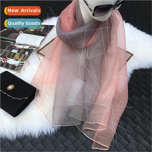 2023 new Korean silk wool silk scarf mulberry silk scarf gra