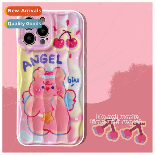 Cute cartoon pink bear 适用 Apple 13 phone case 12Promax wav