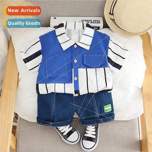 2023 summer short-sleeved new boys suit 1-4 years old childr