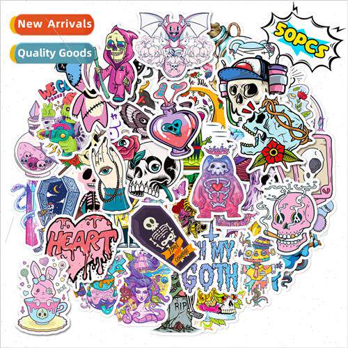 50 Mixed Color Skull Neo Gothic Stickers Dark Purple Gothic