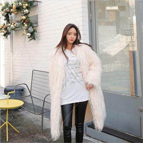 2020 fall and winter womens fur faux wool long fur coat