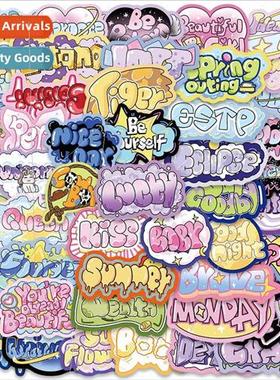 50 cartoon girl graffiti letters cky stickers notebook refri