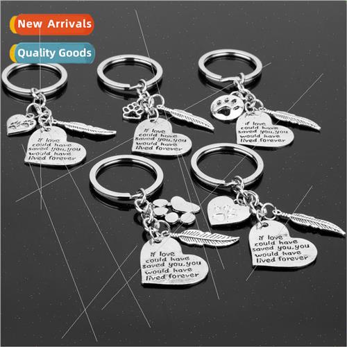 if love could have saved you love feather dog paw keychain c