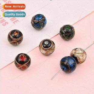 glaze incense gray Vintage beads leaf round loose gold