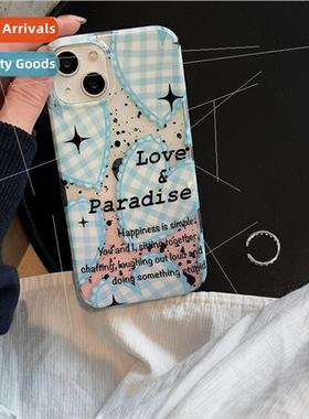 Korean wind ins ink splash English plaid love 适用 iPhone 12