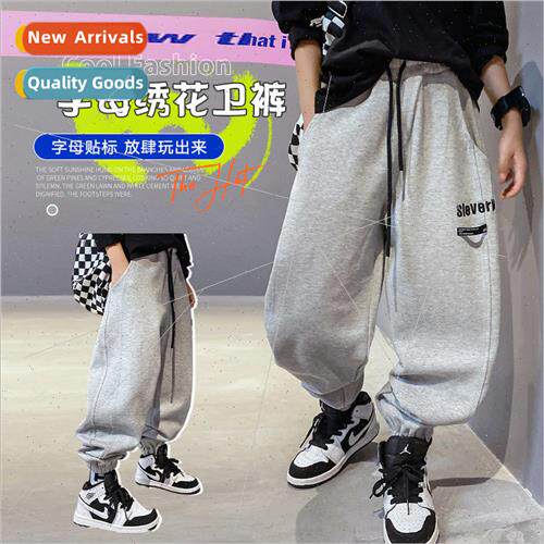 Boys letter knitted sweatpants 2023 new cool handsome big bo