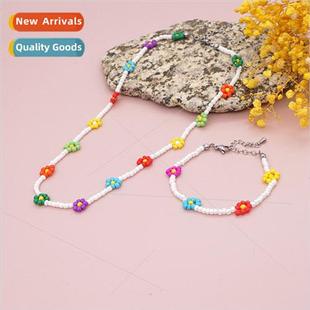 bracelet daisy female bohemian beads Rainbow millet small